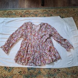 Jane and Delancey Floral Blouse - Pink and White